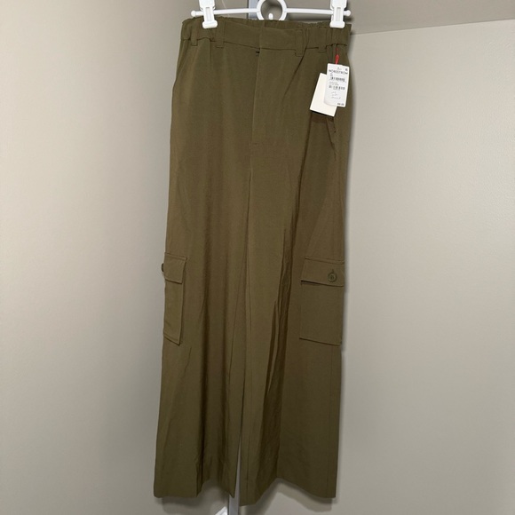 Open Edit High Rise Wide Leg Cargo Pants dark Olive size XS NWT - Picture 1 of 8